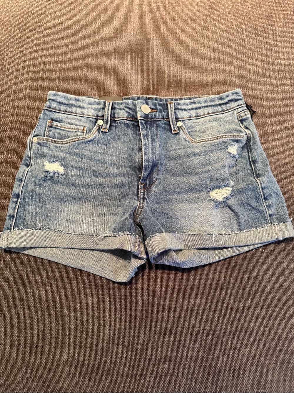 Blank NYC Fulton Light Blue Distressed Cuffed Jean Shorts NWT